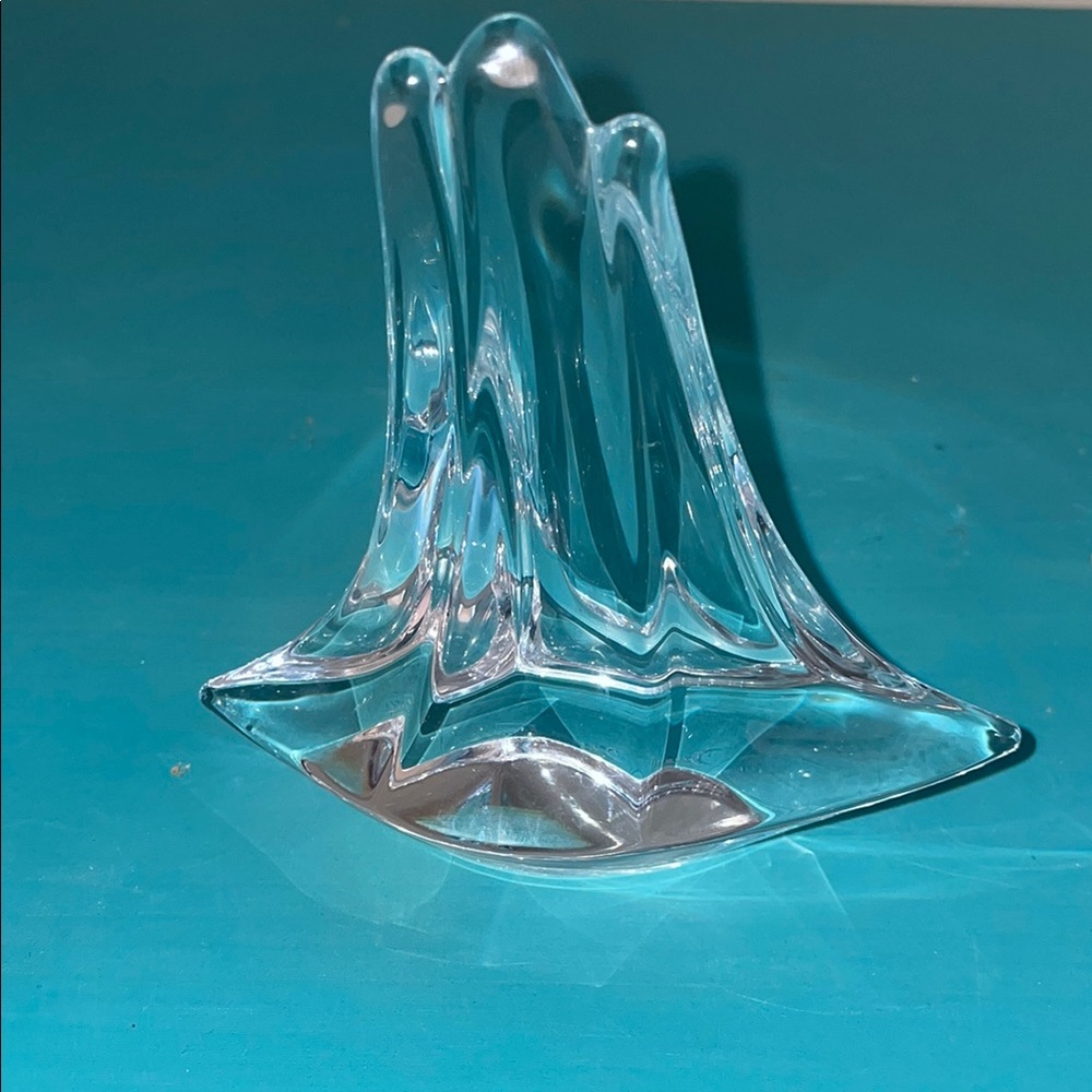 Daum France Crystal Sailboat Paperweight Signed